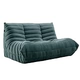 Grüner Kaminstuhl, weiches Wildleder, Loungesessel mit voller Schwamm-Kompression, gemütlicher Sitzsack-Sofa für Wohnzimmer und Schlafzimmer, Doppelsitz-Eckcouch, entspannendes Bodensofa