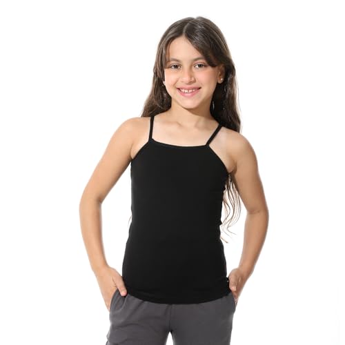 Andora School Girls Spaghetti Strap T-Shirt-Black, 10 Years
