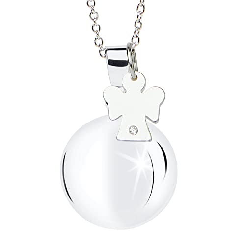 Collier rappel des anges maman en acier et zircone cubique MAMIJUX