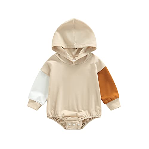 Image of Thorn Tree Newborn Baby Boys Hooded Sweatshirt Long Sleeve Solid Romper Infant Baby Fall Winter Spring Outfits