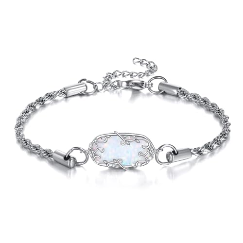Opal Bracelet 925 Sterling Silver Filigree Opal Bracelet Jewelry for Women Mom