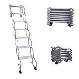 Escalera retráctil para altillo, Escalera de Acero para ático montada en la Pared, Capacidad de 300 kg, Escalera Plegable para ático para cobertizo, sótano, Techo Exterior(H185CM/72.8IN)