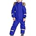 Boys Girls One-Piece Snowsuits Zip Up Puffer Waterproof Hooded Ski Suits Teen Fashion Winter Warm (Blue, 14-15 Years)