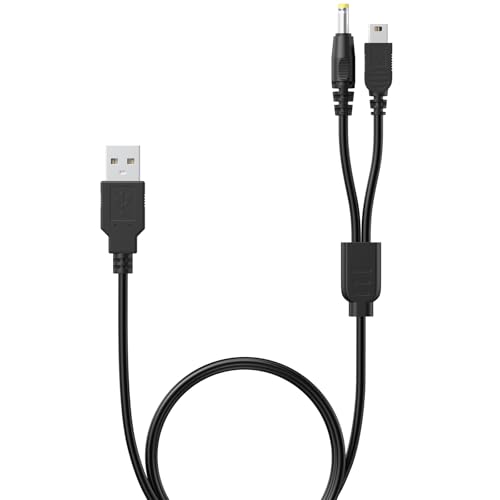 Oumida Câble de charge USB 2 en 1 pour PSP 1000/2000/3000/PS3 (Noir)