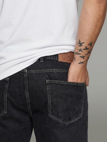 Image of Urbano Plus Men's Relaxed Fit Washed Denim Jeans Non-Stretchable