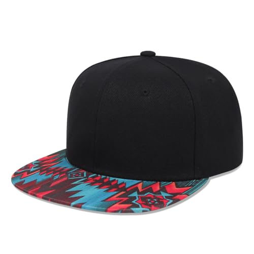 Image of Quanhaigou Snapback Hat for Men Women,Hip Hop Style Colorful Flat Bill Hats Teens Adjustable Baseball Cap