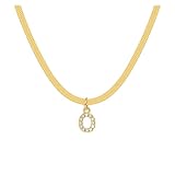 WGYYUANOU Collares con colgante de circonia cúbica for mujer, 26 letras iniciales, cadenas chapadas en oro, abalorio AZ, nombre personalizado, joyería for el cuello(O)