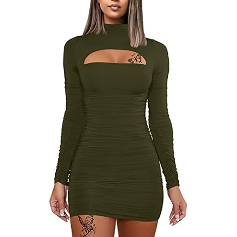 DAAWENXI Women's Long Sleeve Cut Out Bodycon Dress Cover