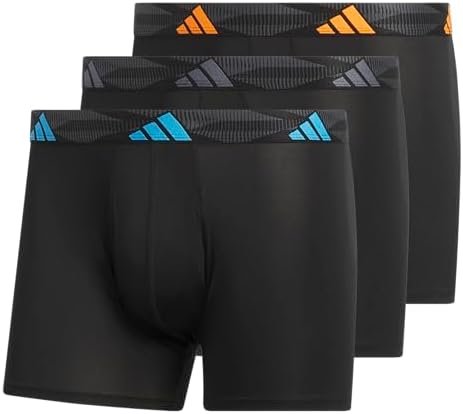 adidas Men's Microfiber Trunk Briefs (3-Pack) Performance Stretch Moisture-Wicking Underwear