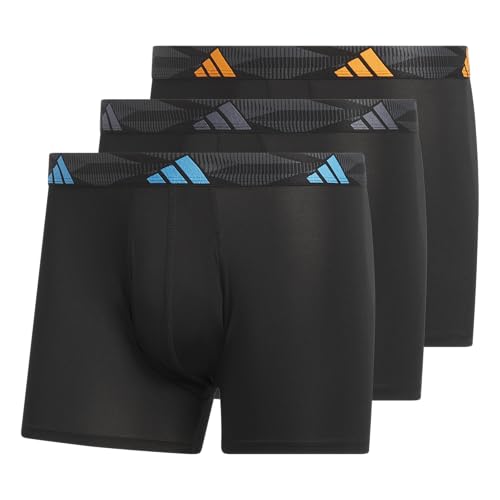 adidas Men's Microfiber Trunk Briefs (3-Pack) Performance Stretch Moisture-Wicking Underwear