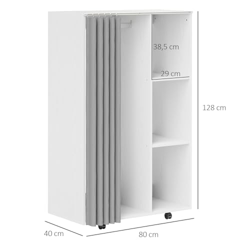 Armoire penderie mobile à roulettes avec rideau HOMCOM