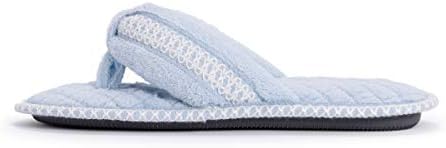 MUK LUKS womens Women's Darlene Micro Chenille Thong Slipper, Freesia Blue, Large US | Image 7