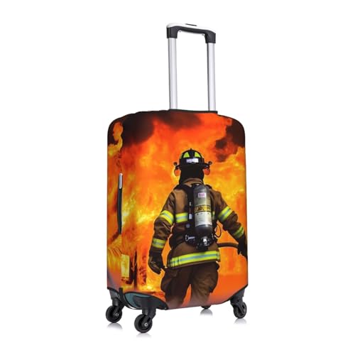 Firefighter Fireman Flame Luggage Cover for Suitcase TSA Approved Elastic Suitcase Cover Anti-Scratch Travel Luggage Protector Cover Washable Trolley Case Cover Fit 18-32 Inch Luggage Small3