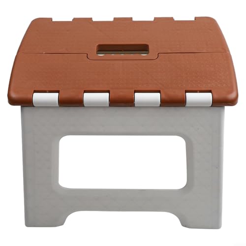 Utrymmesbesparande ergonomisk hopfällbar pall, lätt och halkfri för säkerhet i alla miljöer (brun)