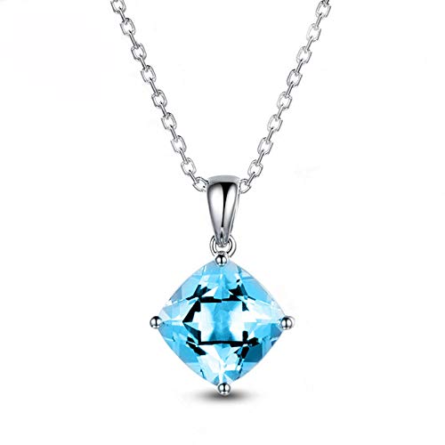 Collar Colgante de Aguamarina Azul para Mujeres 925 Collar de astillas Mujeres Fine Joyería Party