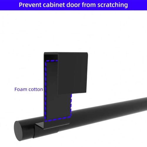 Image of Cabinet Door Towel Bar, Kitchen Towel Holder, Matte Black 2 Pack | Extended Anti-Slip Arm, EVA Scratch Guard Pads, No-Drill Install, Stainless Steel Dish Towel Holder, Kitchen Towel Rack