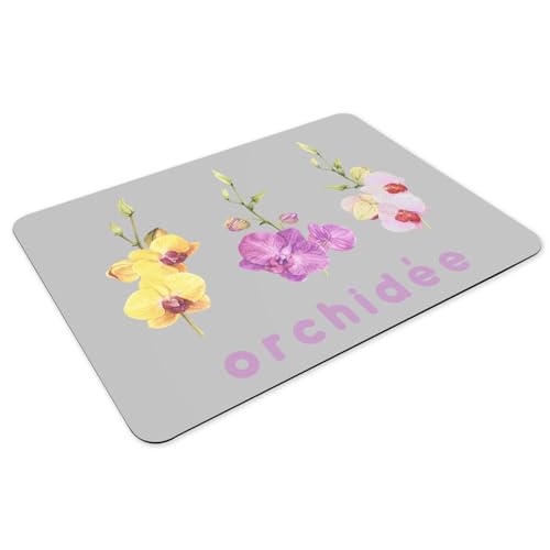 Sets de table dessous en caoutchouc gris orchidée fleurs aquarelle 4 pcs - 3