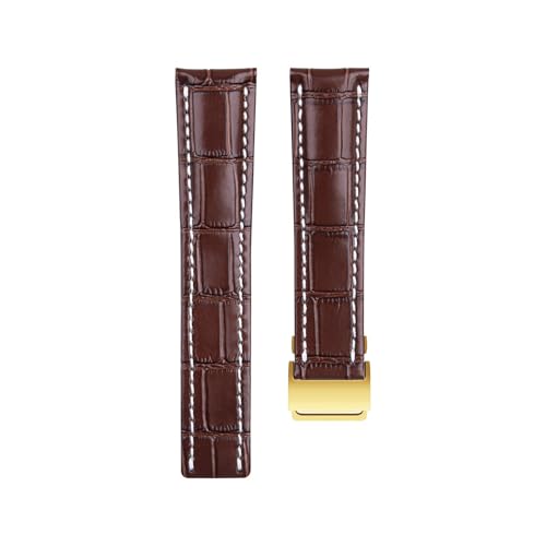 Bracelet montre 22mm cuir marron foncé pour Breitling Avenger