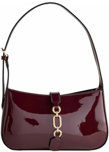 Image of Premium PU Leather Sling Bag for Women | Elegant Chain Strap Crossbody Handbag | Stylish Small Shoulder Purse with Magnetic Button Closure