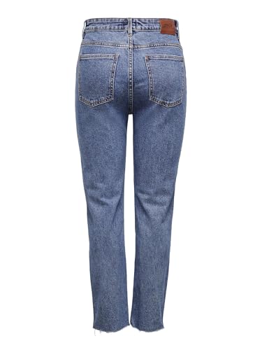 Only Onlemily Hw St Raw Jns Db Mae 0005 Noos, Jeans Straight Donna, Blu (Dark Blue Denim Dark Blue Denim), 27W / 32L - 9