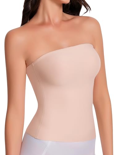 Artdear Tube Tops for Women, Sexy Y2K Crop Top Double Lined Strapless Tank Summer Going Out Tops Air Touch Fabric (Medium, Gossamer Pink)