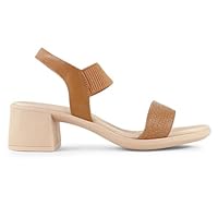Sandália Usaflex Elastic Salto Bloco Feminina (Marrom/Bege, BR, Adulto, Numérico, 36)
