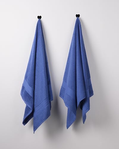 Image of Himeya Towels for Bath Large Size | 100% Cotton Bath Towels | Soft & Absorbent | 500 GSM | 70 x 140 cm | Blue | Pack of 2 | Bath Towels for Men, Women | Ideal for Everyday Use
