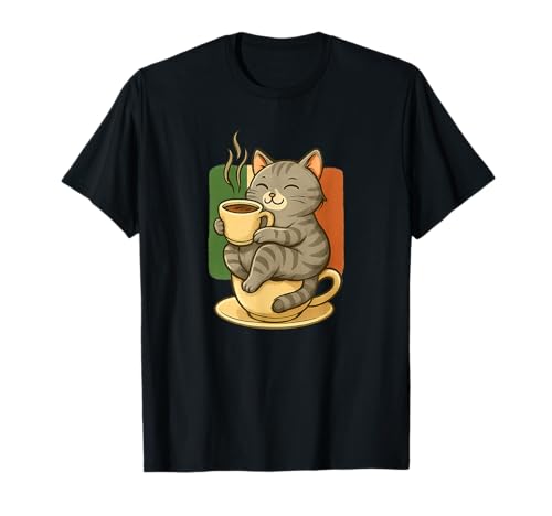 Maglietta Divertente Gatto caffè Espresso Maglietta