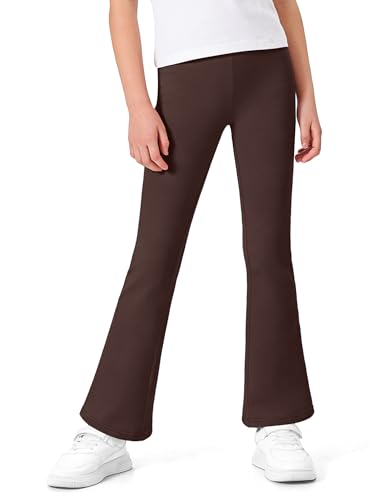 BOOPH Girls Flare Leggings Kids Uniform Pants School Bell Bottoms Cotton Clothes for Girl Brown 5-6 Years