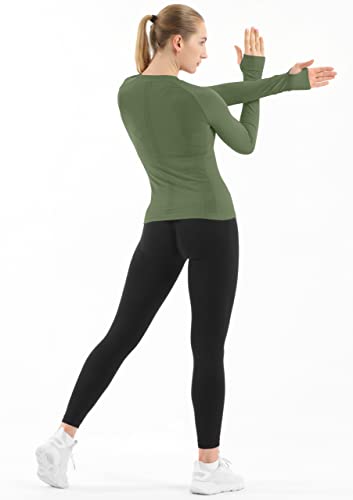 Image of MathCat Seamless Workout Shirts for Women Long Sleeve Yoga Tops Sports Running Shirt Breathable Athletic Top Slim Fit XS-XL