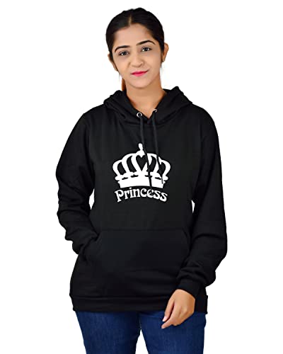 Image of More & More HOODMASTER Women's Fleece Hoodie Sweatshirt with Pockets Full Sleeves Regular Fit Solid Pattern Princess Theme Hooded Neck and Standard Length | Women Fleece Hoodie