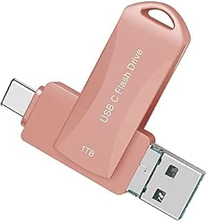 1TB USB Flash Drive for Phone, Dual USB3.1 to USB C Memory Stick 1000GB, WOFICLO High-Speed Transfer Type-c Thumb Drive for iPad Pro, Mac pro, Samsung Galaxy, PC (1TB, Rose Gold)