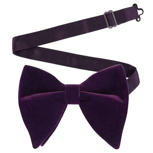 Image of Alizeal Velvet Pre-tied Adjustable Bow Tie for Men Oversize Formal Solid Tuxedo Bowtie