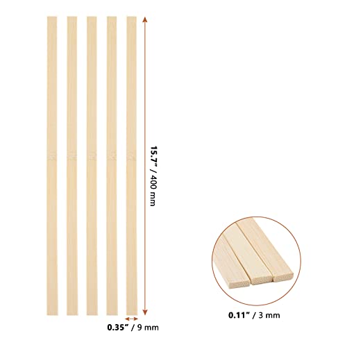 Lexinin 200 Pcs 15.7 X 3/8 Inch Natural Bamboo Sticks, 40Cm X 9Mm Bamboo Sticks, Wooden Paint Sticks Wood Strips For Craft Projects #TOP1