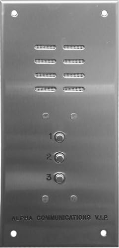 Alpha Communications VI402S003 Stainless Steel (Vandal-Resistant) Lobby Panels - 3-Button; Flush or Surface Mount; Included Speaker Components; for Indoor or Outdoor Use; No Directory