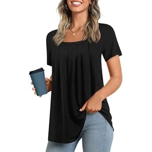 LONGYUAN Womens Tunic Tops 2025 Summer Casual Square Neck Shirts S-3XL