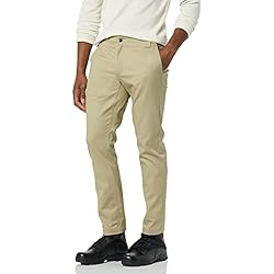 Ropa De Trabajo Jardinero Amazon Amazon Essentials Pantalón de Trabajo Elástico de Corte Ajustado y Resistente a Las Manchas y Arrugas Hombre, Marrón Caqui, 33W / 34L