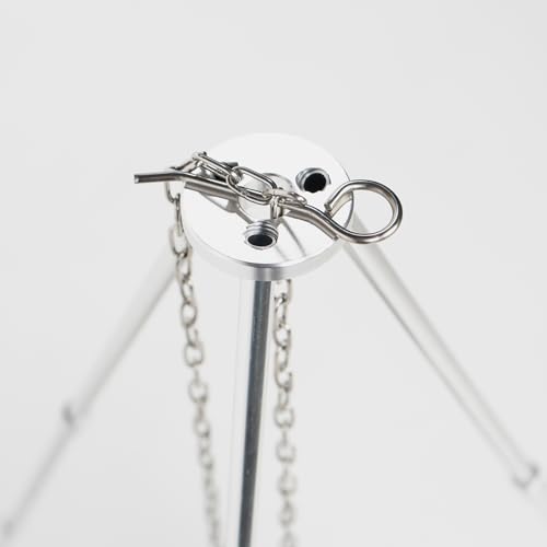 BOXIO - TRIPOD: Leichtes Camping Dreibein aus Aluminium mit Haken & Kette | Steckbares Stativ für Outdoor Kochen & Feuerschalen | Kompakt & Werkzeugfrei montierbar hält bis zu 20kg