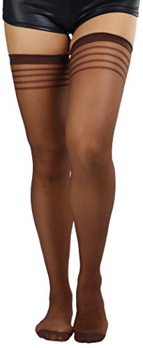 Image of ToBeInStyle Women's Pack of 6 Top Stripe Band Sheer Thigh High Stockings