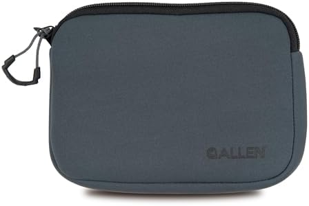 Allen Company Neoprene Pistol Pouch, Compact Handguns up to 7”, Charcoal (Pack of 6)