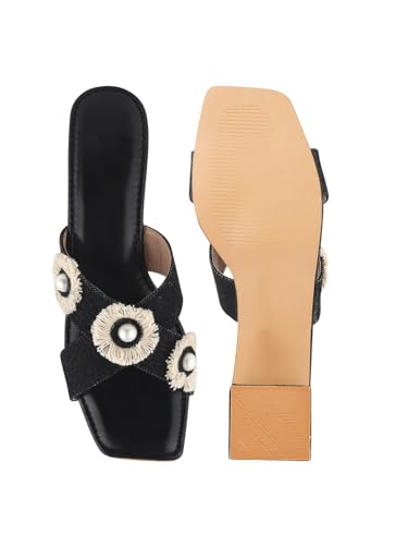 Image of SilverArrow Comfortable Stylish Alluring Denim Strap Block Heels Light Weight Trendy Heels For Women & Girls