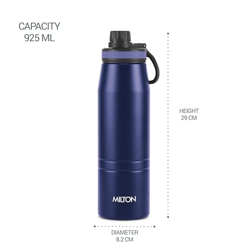 Image of Milton Sparkle 900 Thermosteel Water Bottle with Easy Sip Cap and Handle, 920 ml, Vacuum Insulated Stainless Steel, Hot and Cold, On The Go Bottle for Office College, Blue