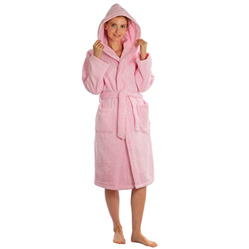 Kids Teenager Adult Cotton or Microfiber Fleece Bathrobe Hooded Boys Girls Premium Quality Robe (Pink, 3-6 Ages)