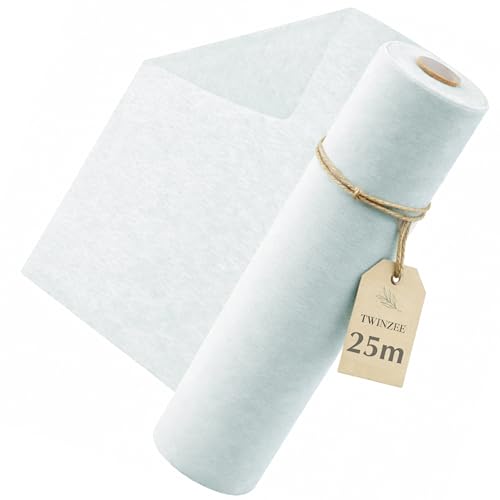Twinzee - Vlies Tischläufer Weiß 30 cm x 25 m - Tischband fur Tischdeko Geburtstag Hochzeit Taufe Outdoor - Decoratives Tischläufer Modern Rolle