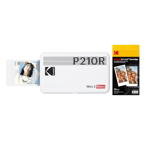 コダックKodak Mini 2 レトロ 4PASS スマホプリンター／インスタントプリンター／チェキプリンター(5.3ｘ8.6cm)+プリンター本体8枚入り+30枚バンドル、ホワイト（Amazon）
