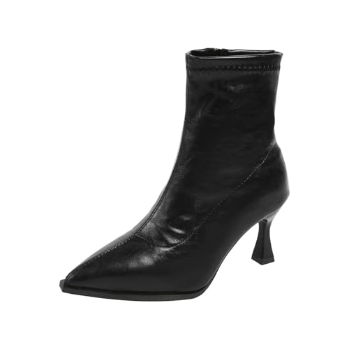 Botines para mujer, tacón de aguja, bota fina, bota, informal, botas de color liso, botas de color liso, botas de Francia, zapatos bajos, al aire libre, impermeable, bota, tacón bajo, botas, botas