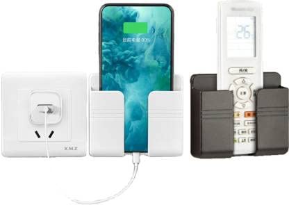 DSNS Mobile Wall Stand for Charging | Remote Stand Mobile Phone Holder All Smartphones Pack of 2 (White & Black)