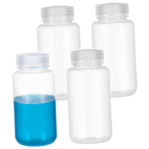 CIYODO 4pcs Lab Reagent Bottles Screw Caps 250ml Plastic Travel Bottles for Refillable Liquid Storage
