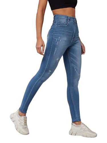 Miss Chase Women's Skinny Fit High/Mid Rise Regular Length Stretchable Denim (Plus Size) Jeans (MCAW18DEN02-76-318-38, Charlotte Blue, 38)