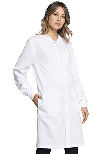 Cherokee Men & Women Scrubs Lab Coat Workwear Revolution Tech 40" Snap Front Ww350Ab, Xs, White #TOP5